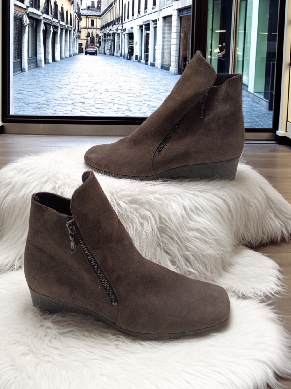 Arche Ellie Women's Nubuck Leather Wedge Ankle Boot - Brown EU 37